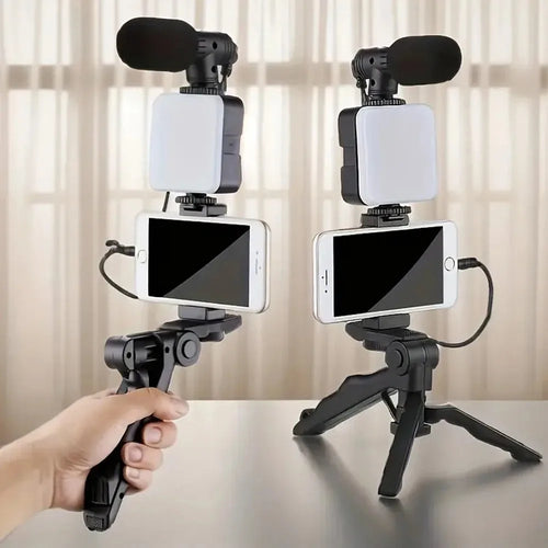 Kit Vidéo VlogMaster | Trépied + Lumière LED + Micro pour Créateurs