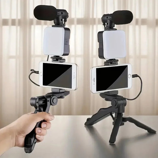 Kit Vidéo VlogMaster | Trépied + Lumière LED + Micro pour Créateurs