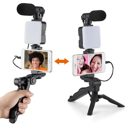 Kit Vidéo VlogMaster | Trépied + Lumière LED + Micro pour Créateurs