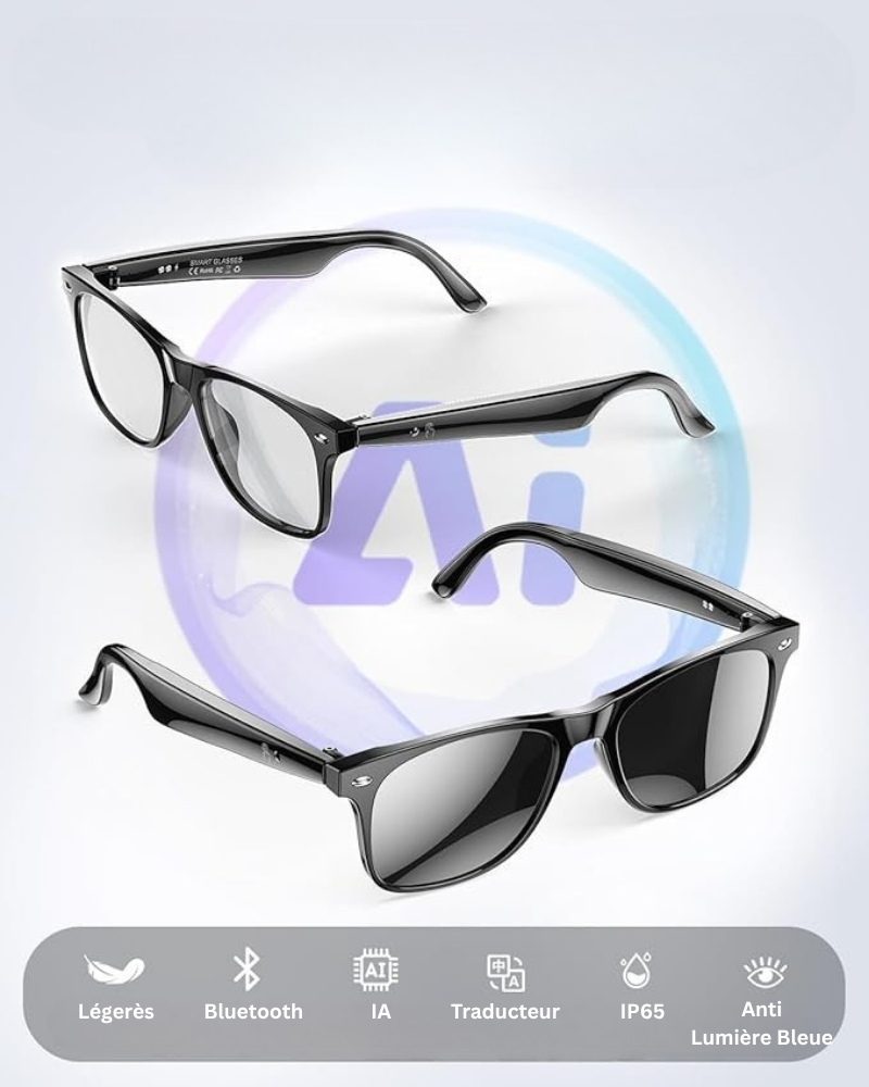 Lunettes Connectées 4K IA | Caméra HD, Bluetooth & Assistant Vocal
