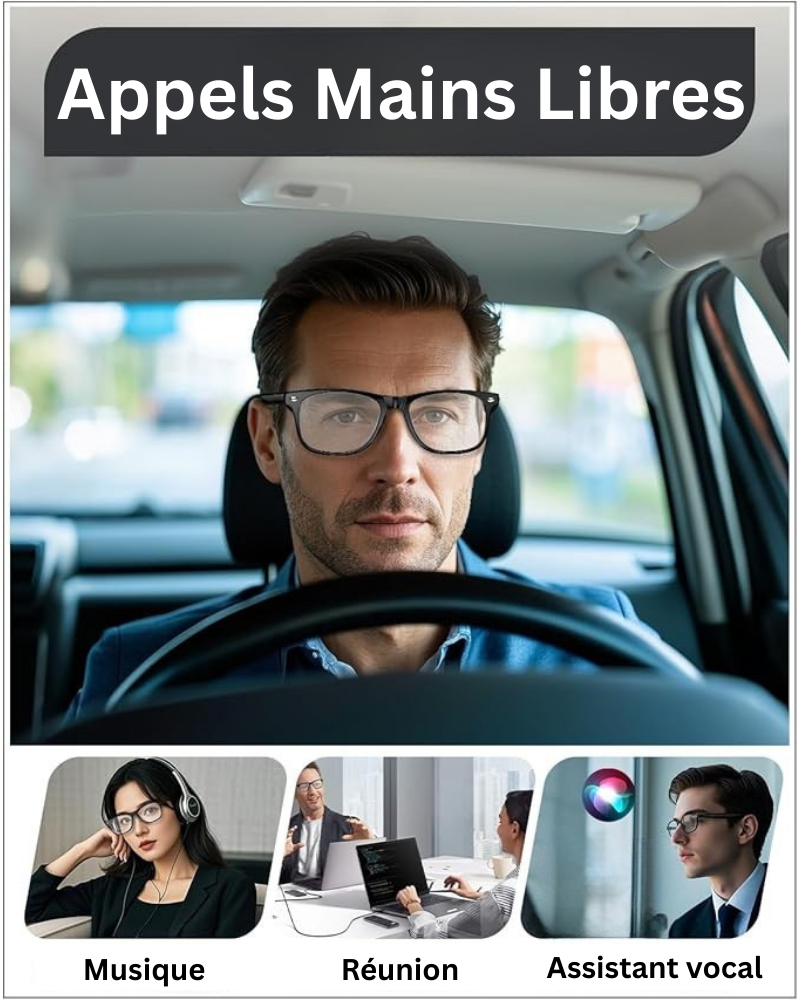 Lunettes Connectées 4K IA | Caméra HD, Bluetooth & Assistant Vocal