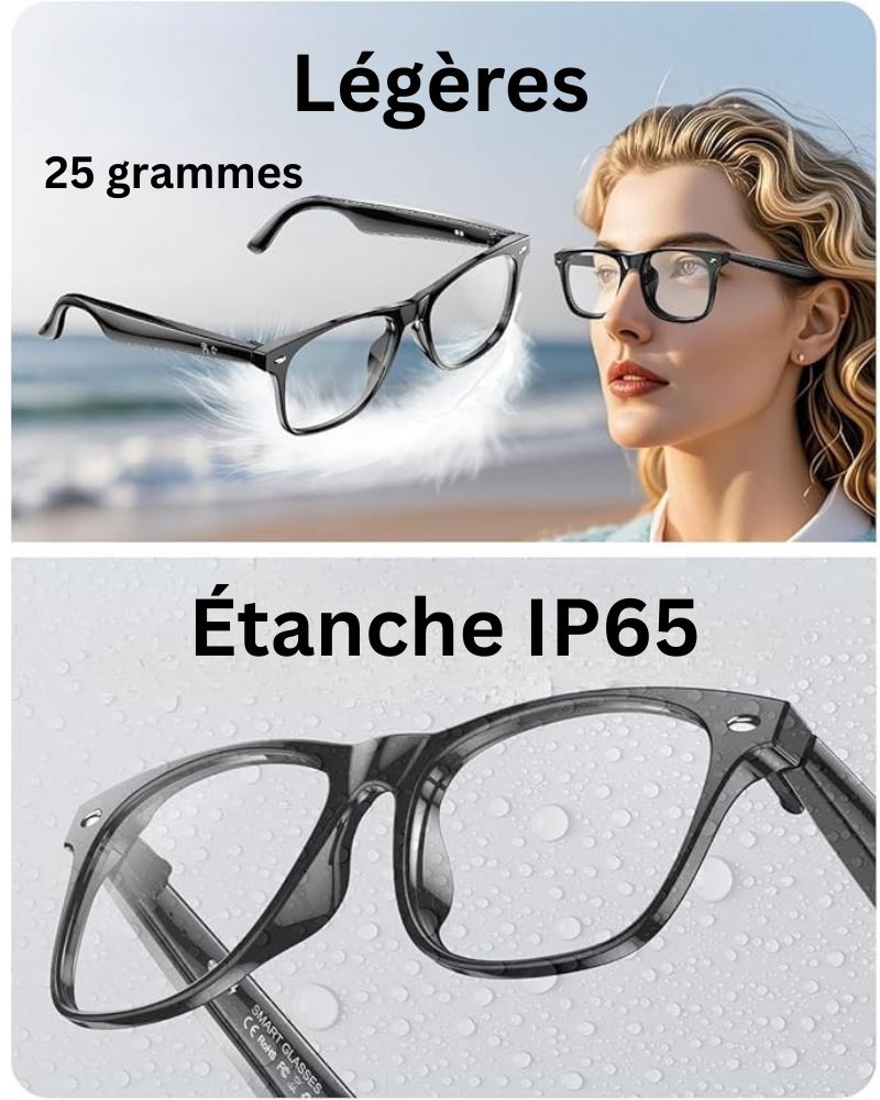Lunettes Connectées 4K IA | Caméra HD, Bluetooth & Assistant Vocal